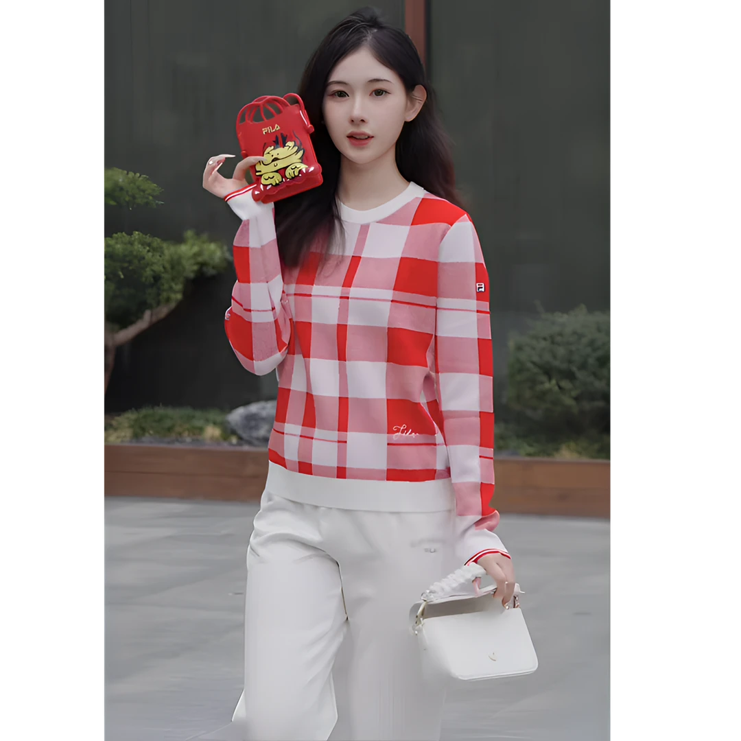 福利--拍下选择编码---早春宽松外穿慵懒风显瘦百搭格纹毛衣女