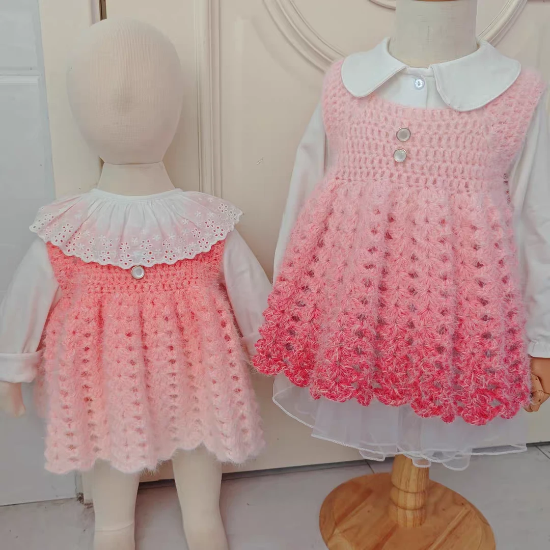 公主渐变连衣裙diy毛线钩织视频教程材料包宝宝周岁婴幼儿1岁女童