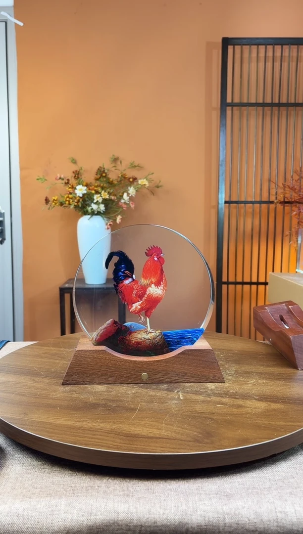 人造水晶圆形公鸡20/20/4加底座