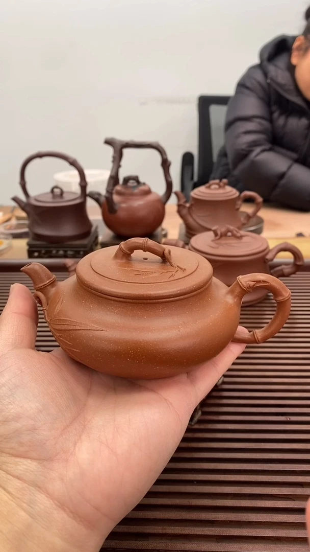 茶壶紫砂福利200毫升竹节扁腹