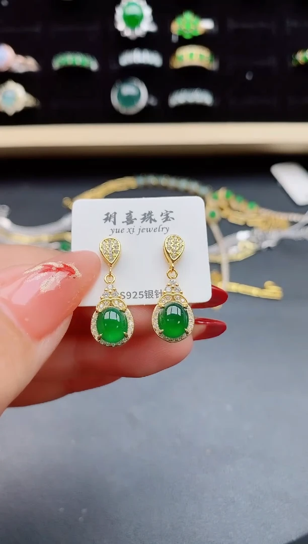 【闪购商品】翡翠耳饰银S925镶嵌321321