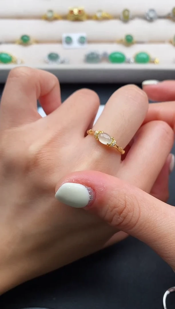 银S925镶嵌戒指翡翠222222+10