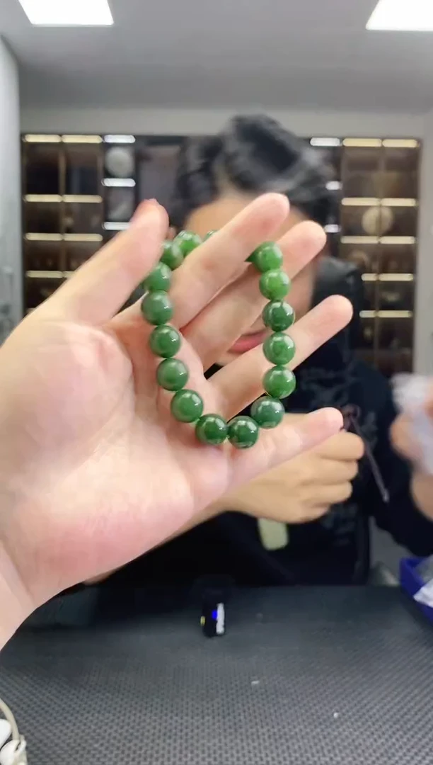 颈饰未镶嵌和田玉碧玉圆珠卡12手串清货3