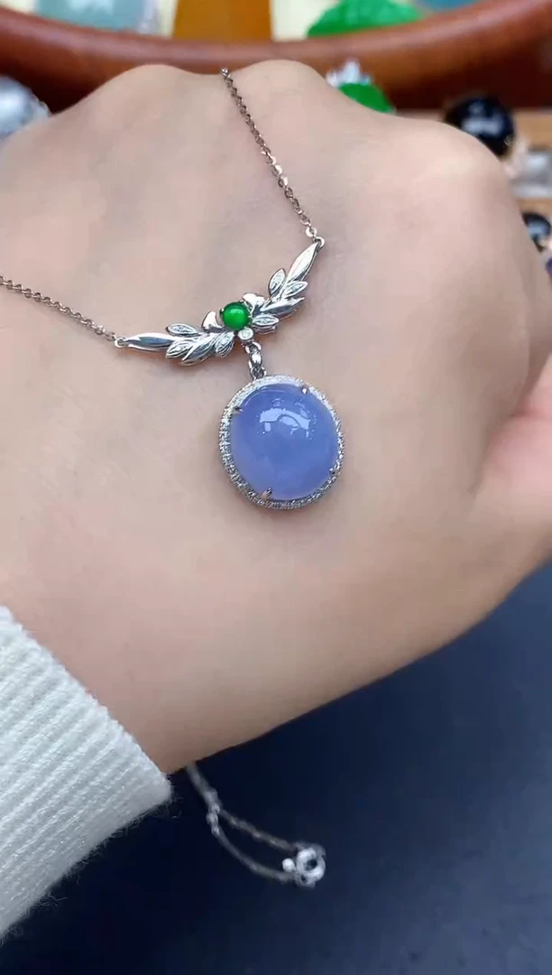 颈饰18K金镶嵌翡翠378-中国好珍宝