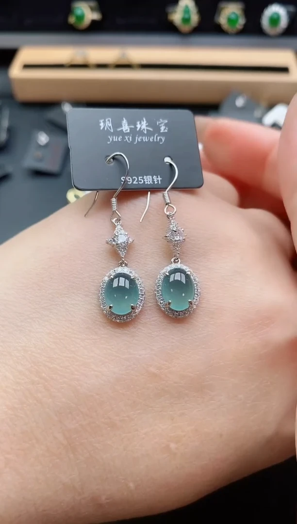 银S925镶嵌戒指翡翠1