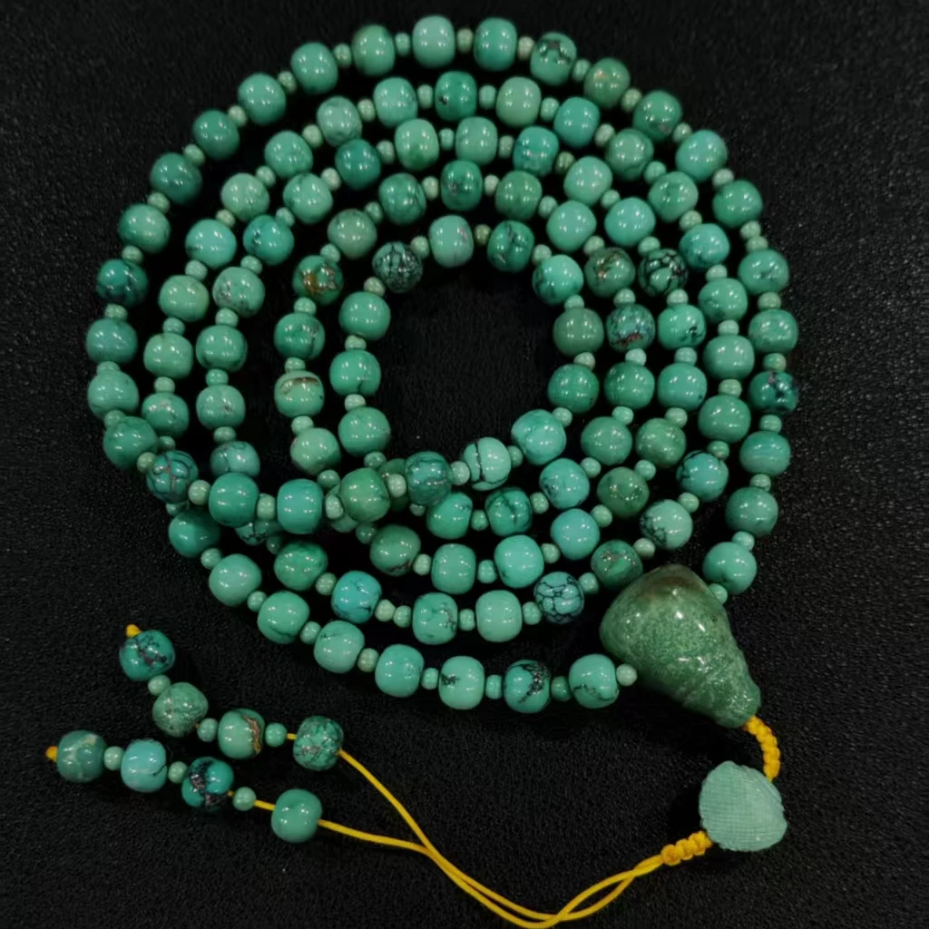 【壹芳珠宝】天然原矿绿松老型多圈7mm