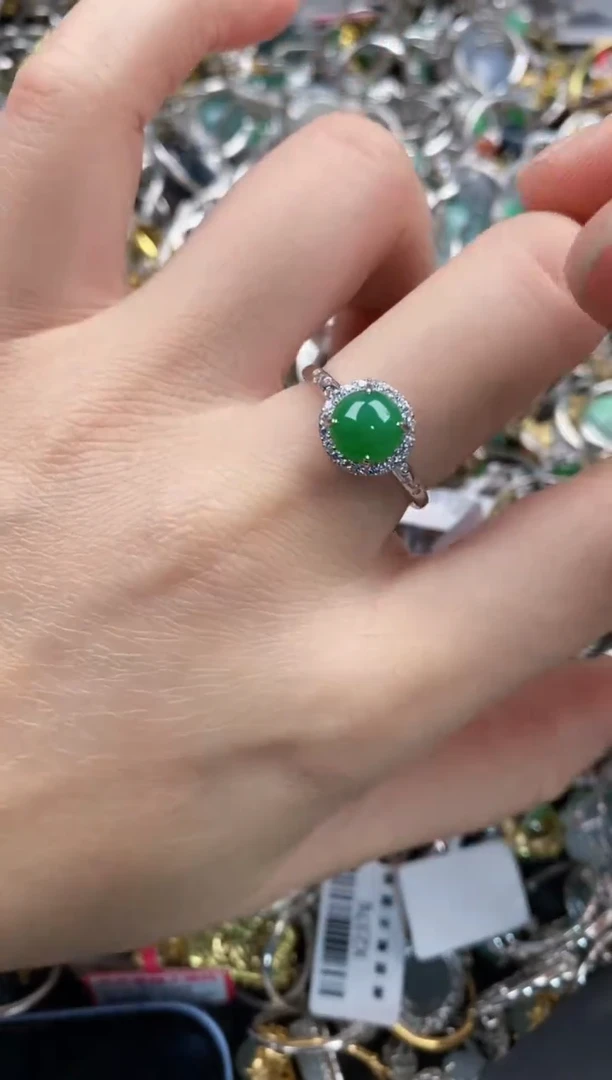 银S925镶嵌戒指翡翠999   5