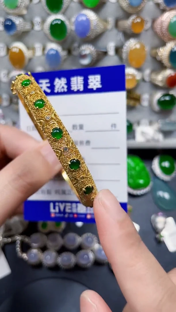 银S925镶嵌手镯翡翠170