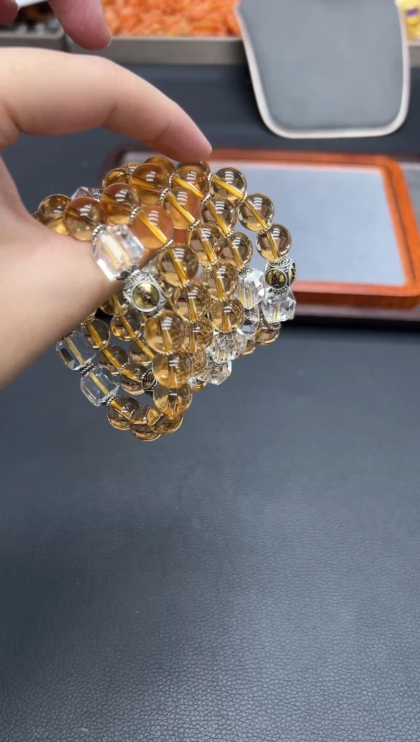 未镶嵌手串水晶黄水晶方糖原创