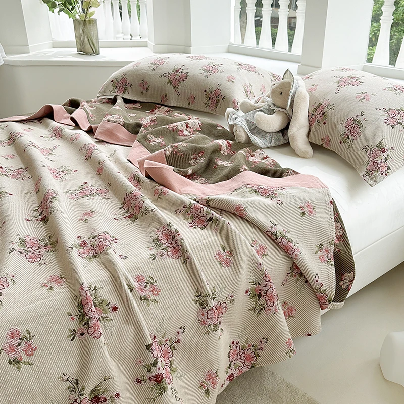 【京かわ会社】全棉纱布毯四季纯棉五层斜纹编织多功能盖毯床盖 繁花