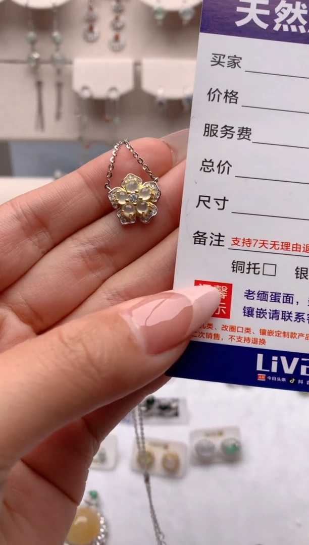 【闪购商品】翡翠项链银S925镶嵌3号