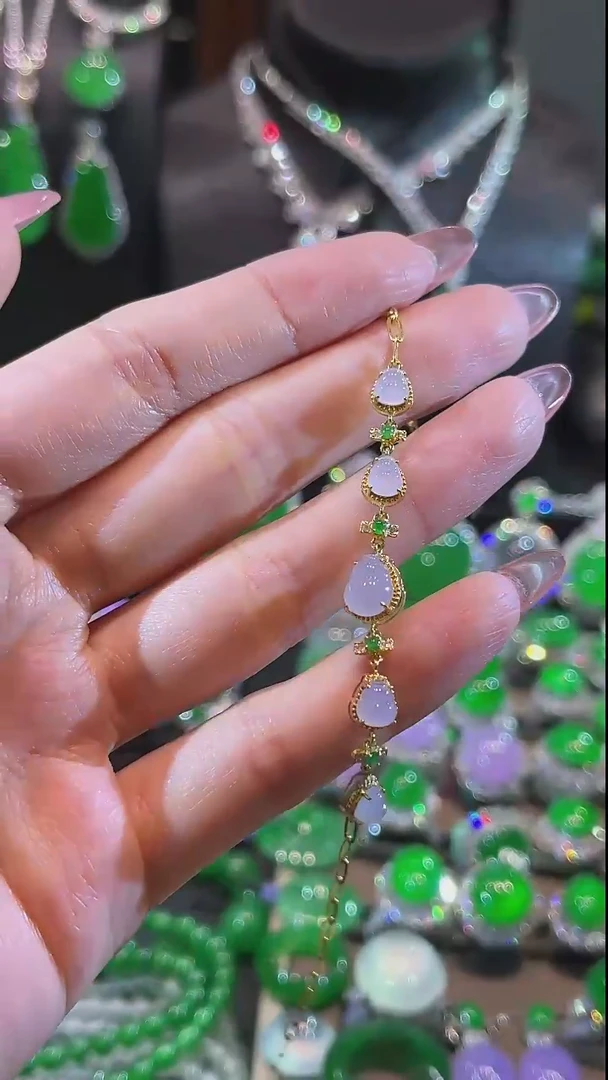 18K金镶嵌手链翡翠手链