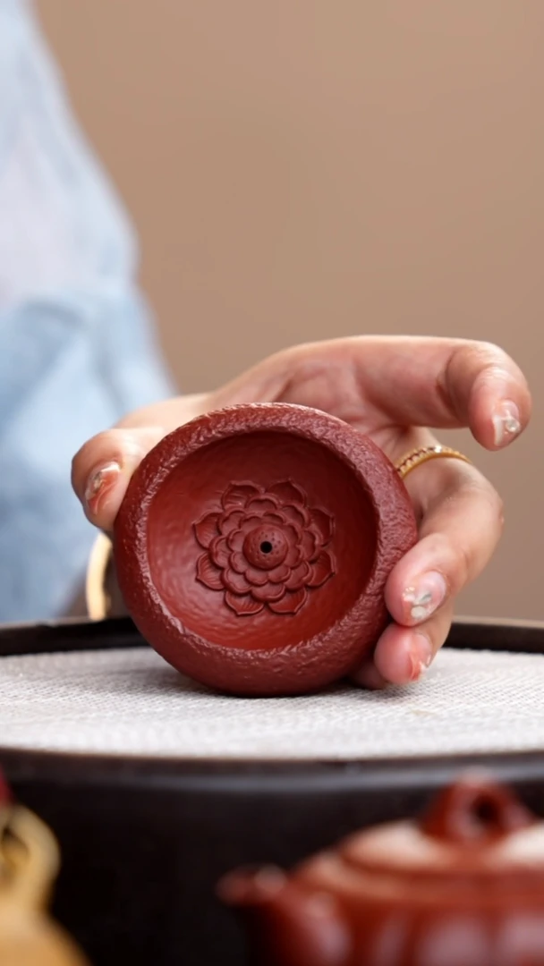 茶壶紫砂朱泥莲花香插