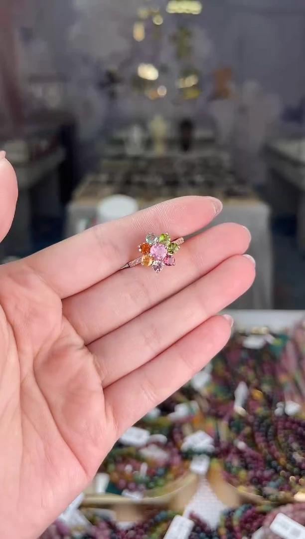 【闪购商品】碧玺/银S925镶嵌碧玺戒指多样性发货