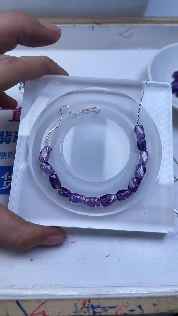 未镶嵌珠宝半成品水晶C600 紫水晶扭扭珠5颗9.9元