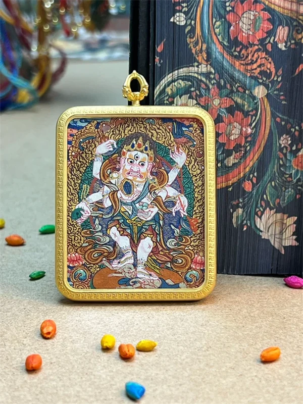 唐卡吊坠真品西藏纯手绘【白六】高卡粗狂沙高工唐卡西藏热贡非遗