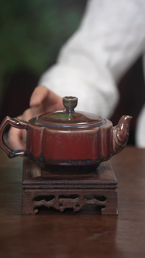 【闪购商品】清凉寺原产地仿古釉手工钧瓷壶+两杯