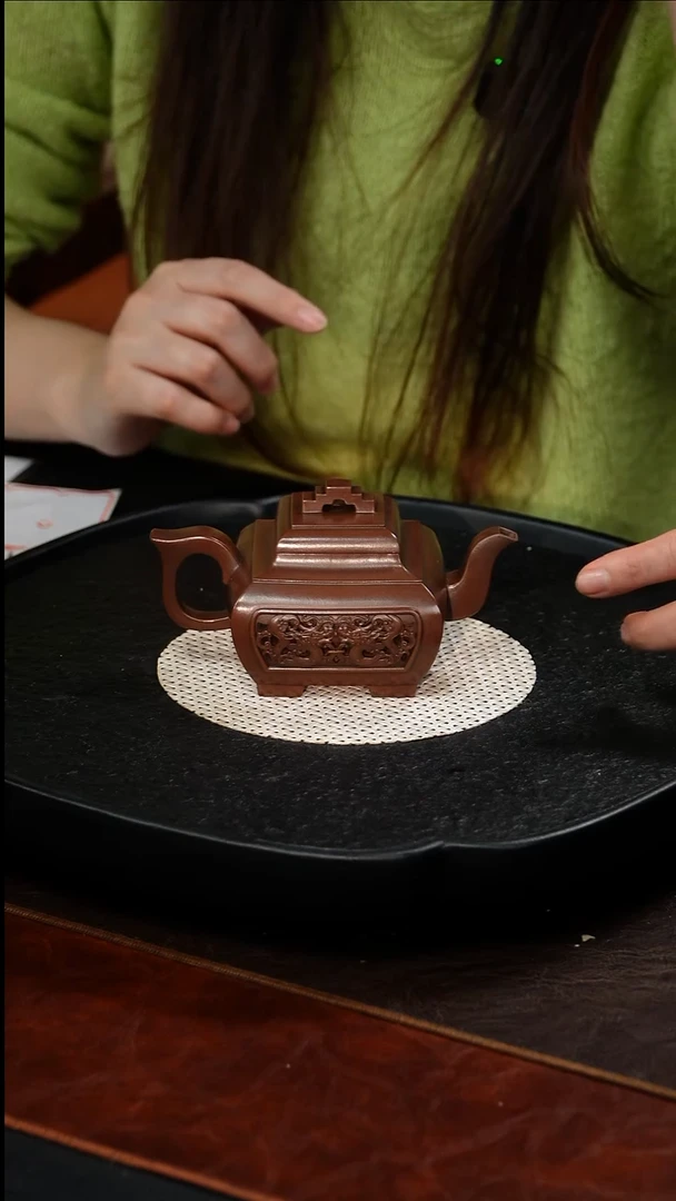 茶壶紫砂周锡芬 四方桥鼎120 紫泥 240毫升