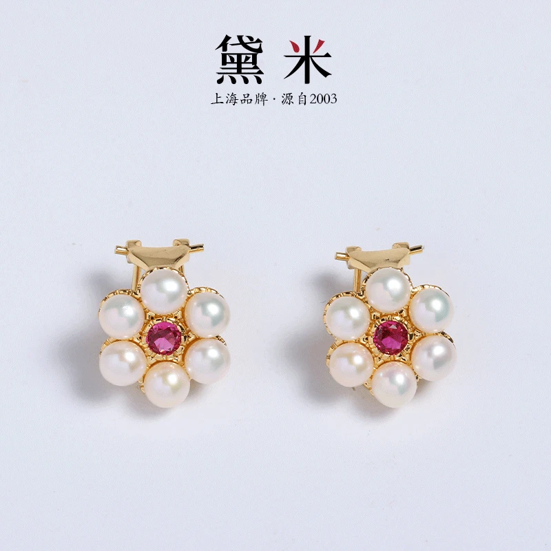 【黛米】Y753花樱白色淡水珍珠耳夹