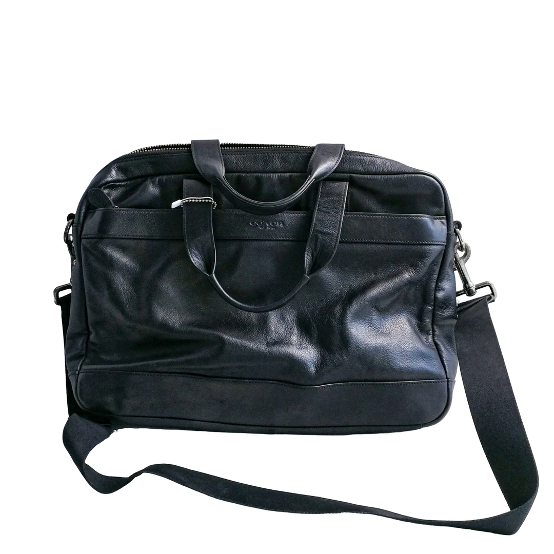 95新 COACH/蔻驰 Coach 黑荔枝纹公文包 a022043