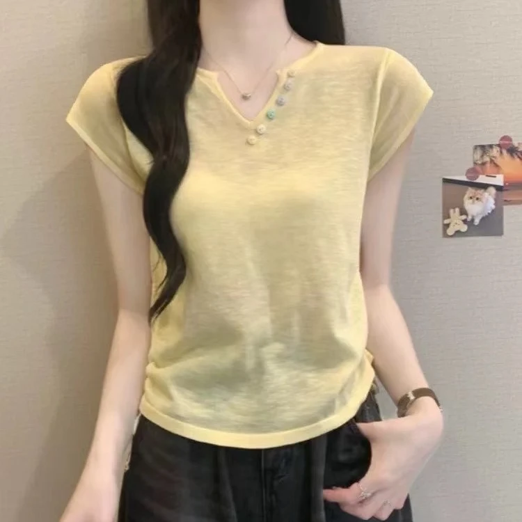 【集合链接-壹】夏季新款百搭休闲针织衫显高显瘦短款条纹上衣