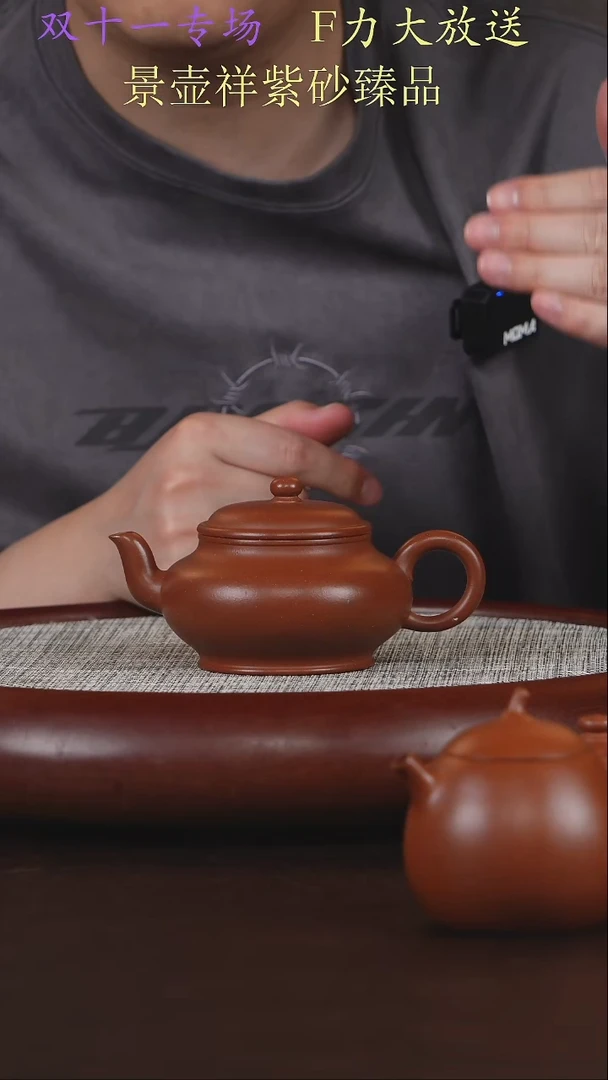 茶壶紫砂红皮龙  扁宫灯
