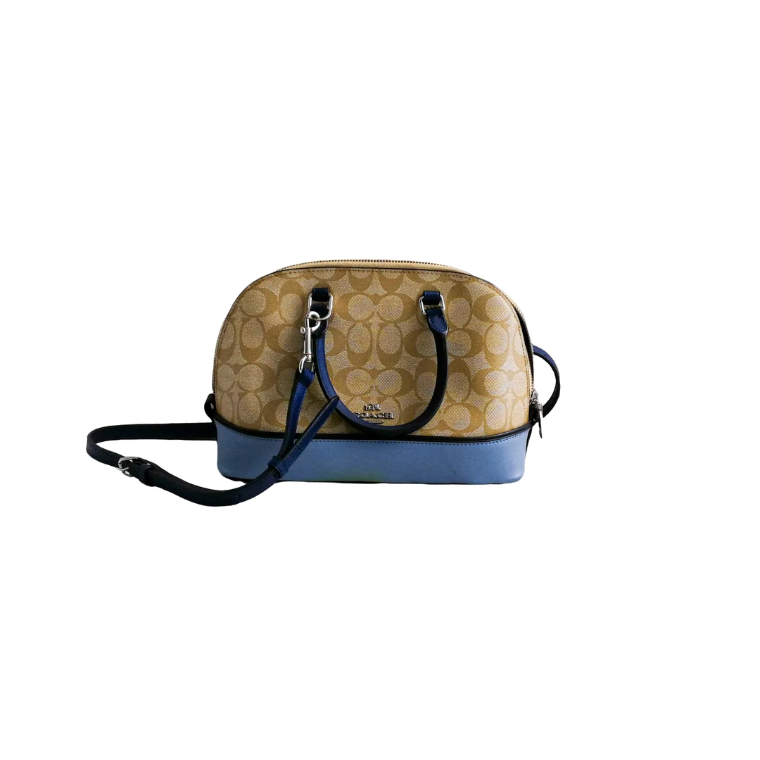 95新 COACH/蔻驰 coach 蓝拼老花贝壳包 011308