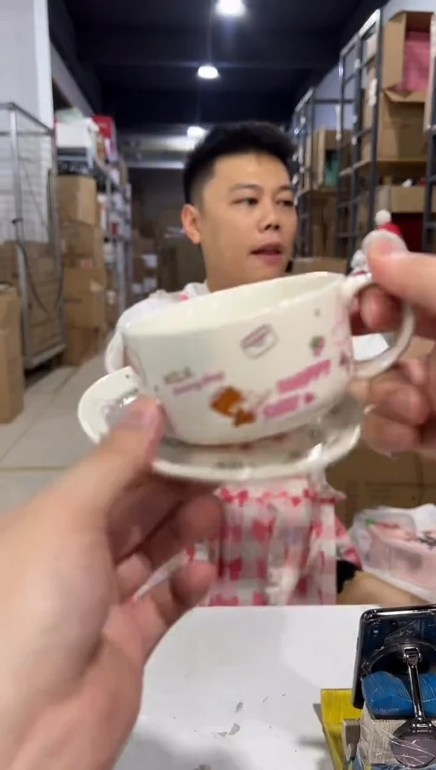 瓷片白色kt猫一杯一碟