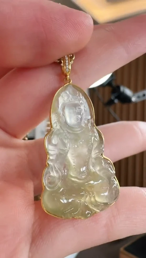 吊坠(不含链)18K金镶嵌翡翠吊坠