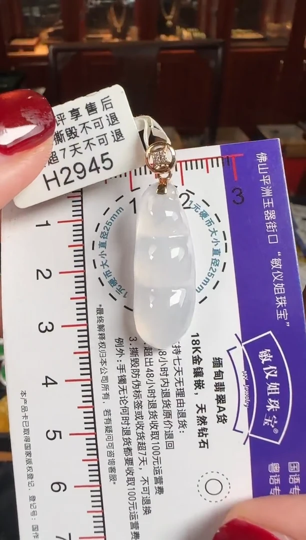 颈饰18K金镶嵌翡翠H2945冰富贵豆