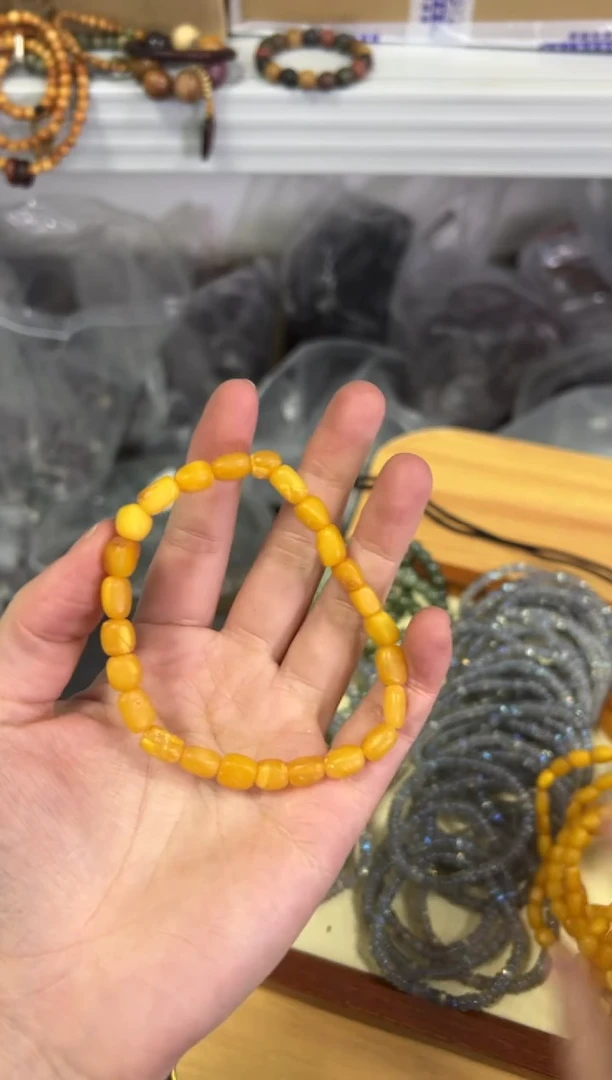 【闪购商品】蜜蜡手链未镶嵌回流老蜜蜡磨砂枣珠手链[2456]