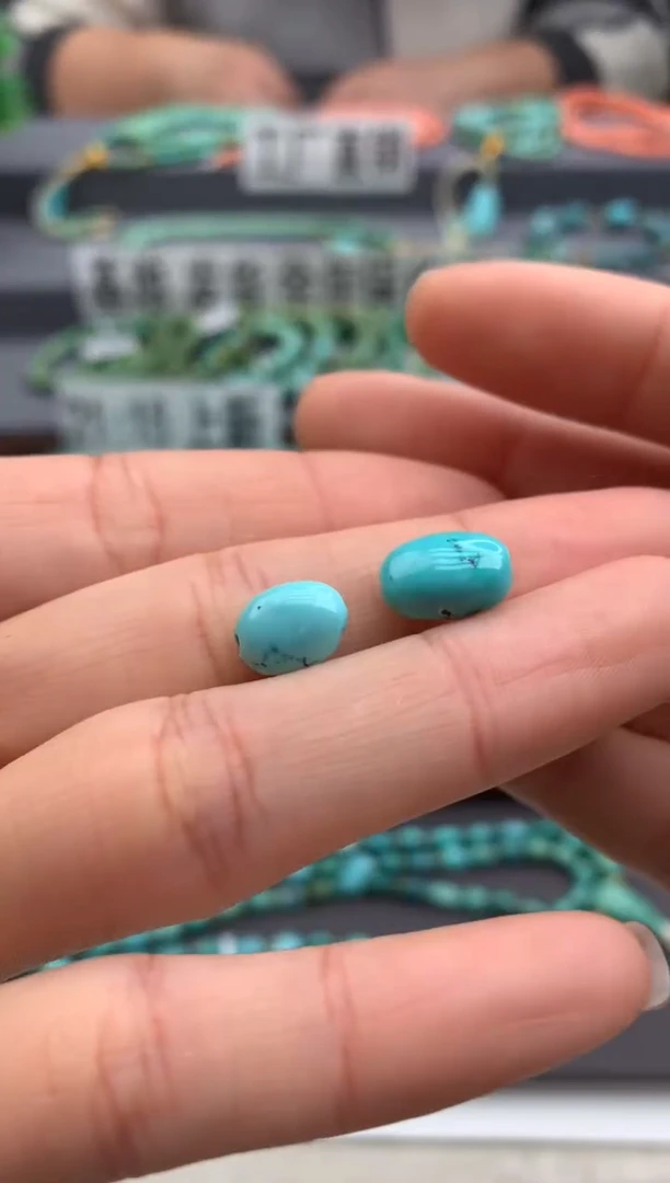 未镶嵌绿松石单珠一对金.A11