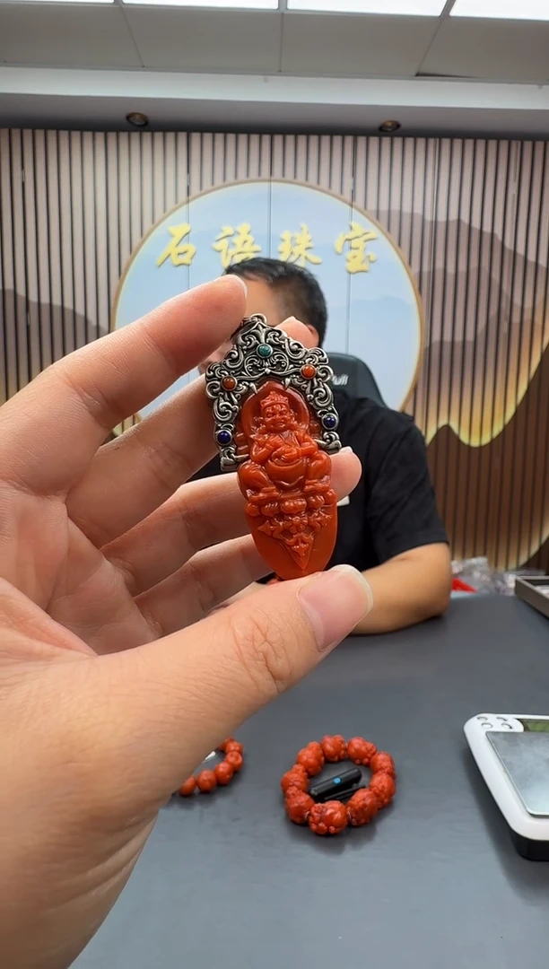 银S925镶嵌雕刻南红玛瑙003ZB0905产品一个