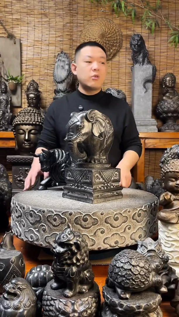 石材天然青石雕刻32象墩