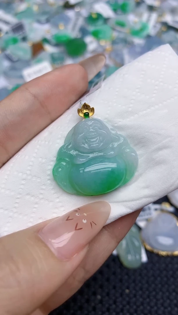 翡翠18K金镶嵌颈饰483   天然翡翠A货
