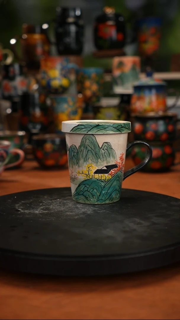 紫砂油画手绘釉下彩