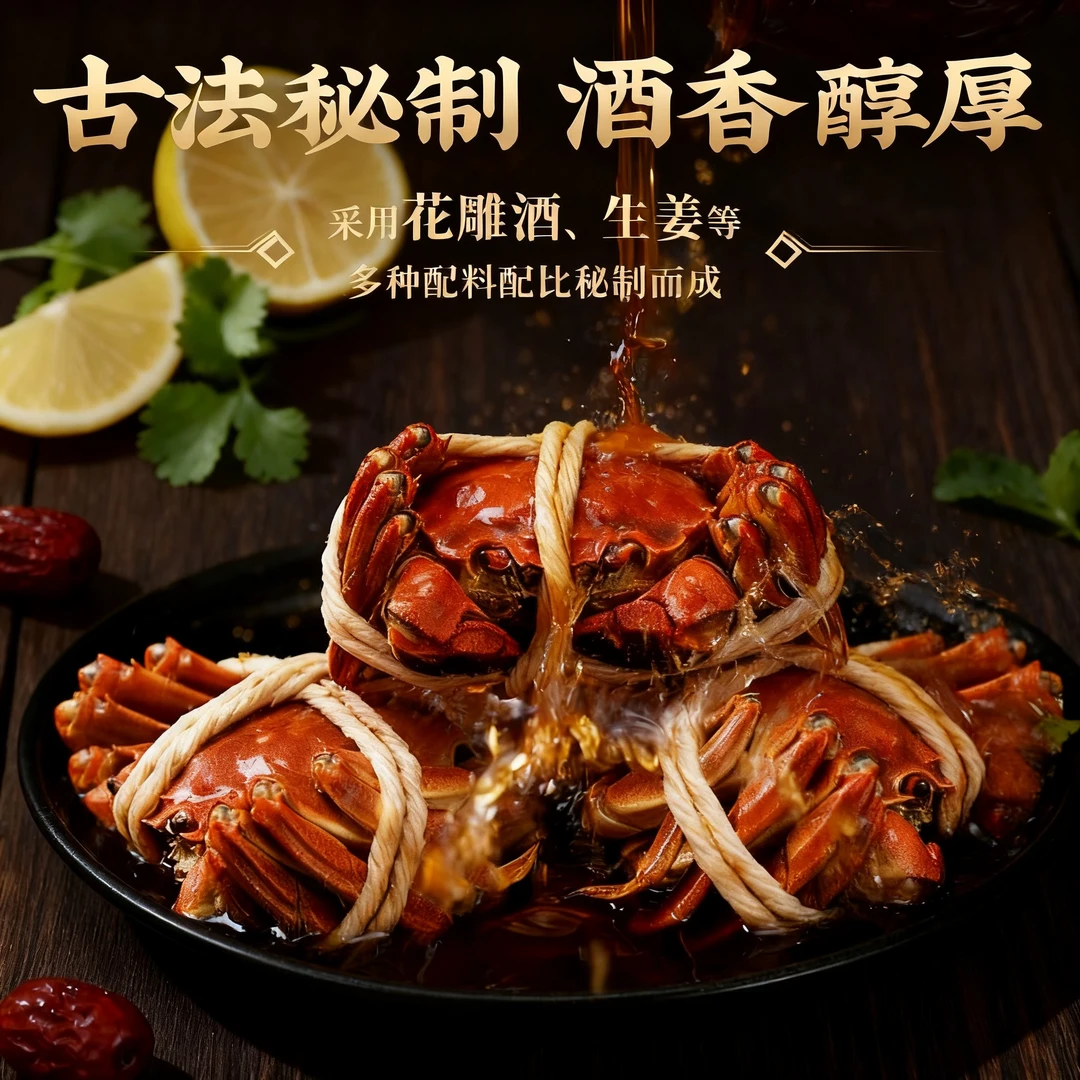 《花雕熟醉蟹顺丰包邮》现货直发花雕蟹泥螺鲜活熟食开罐即食500g