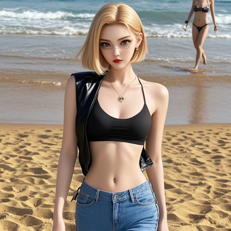 贴纸墙贴18号人造人海边沙滩贴画