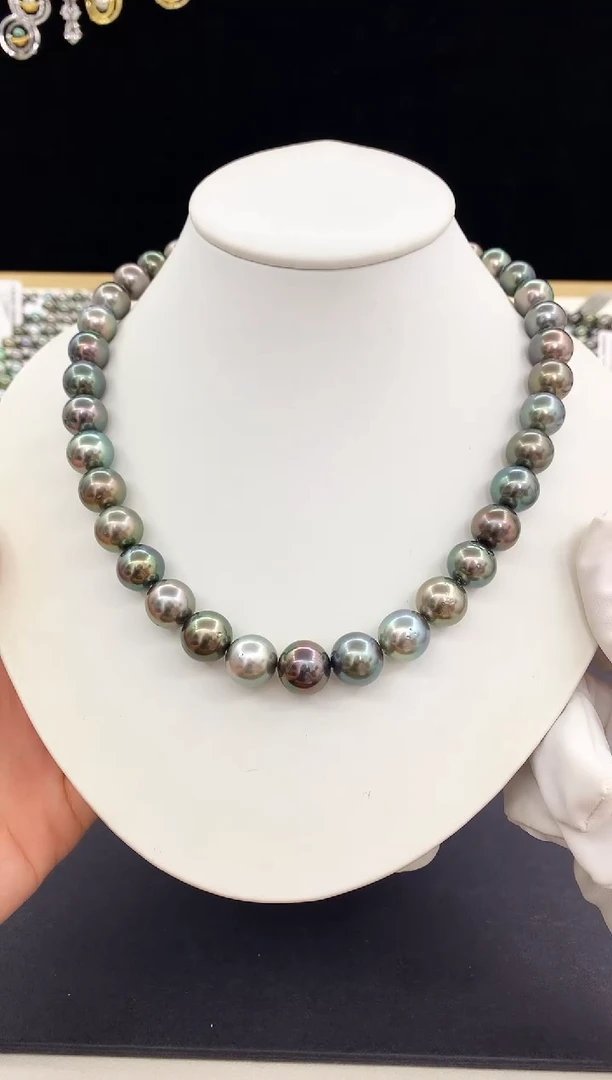 未镶嵌颈饰海水珍珠大溪地正圆莫兰迪10.5-12.6mm