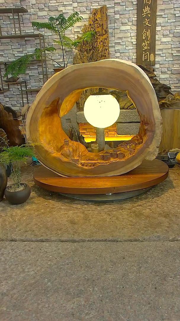 木香樟木山水空间氛围灯摆件