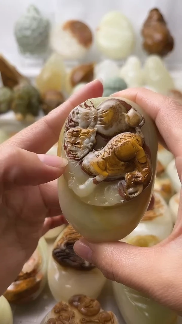 石材古青石棉纹正常不退换貔貅微瑕