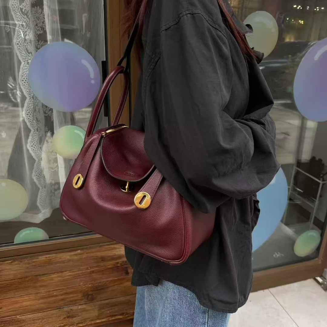 95新 Hermes/爱马仕 波尔多红lindy26单肩A刻17年B5997 寄卖服务