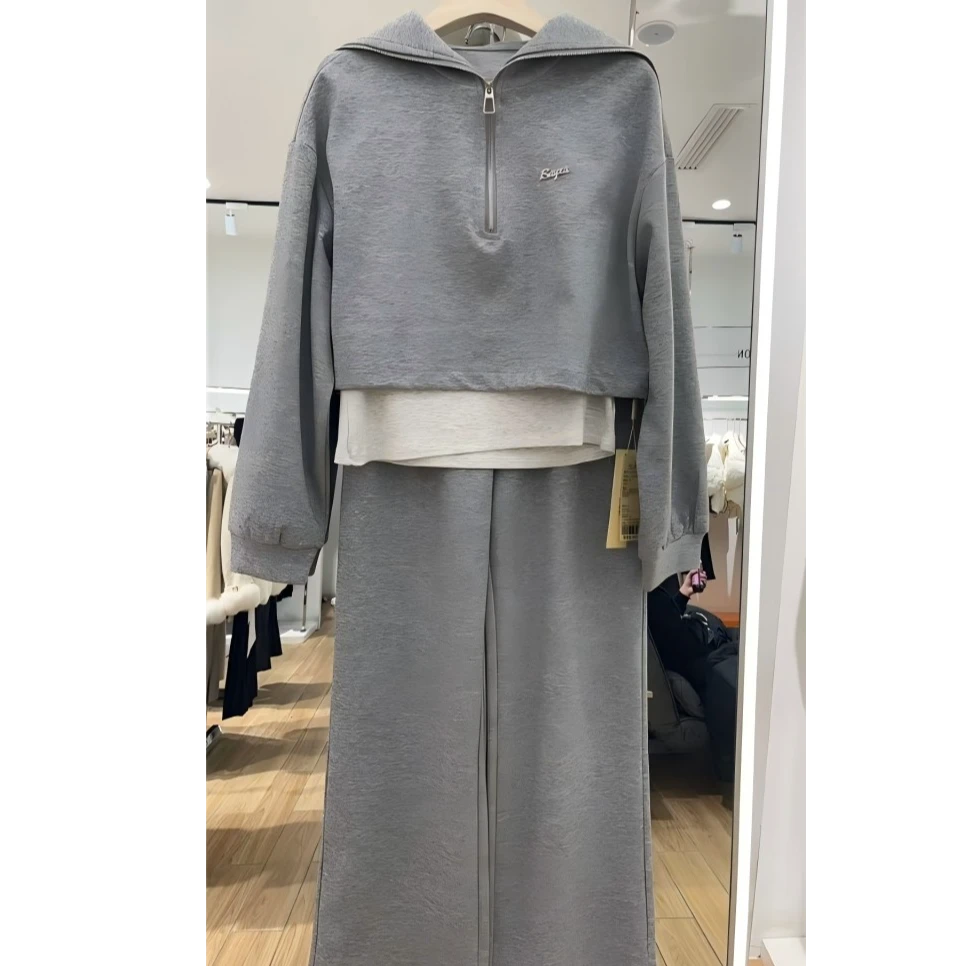 SUFEI/愫翡S51TK0091A 春季新款简约纯色三件套裤 0091