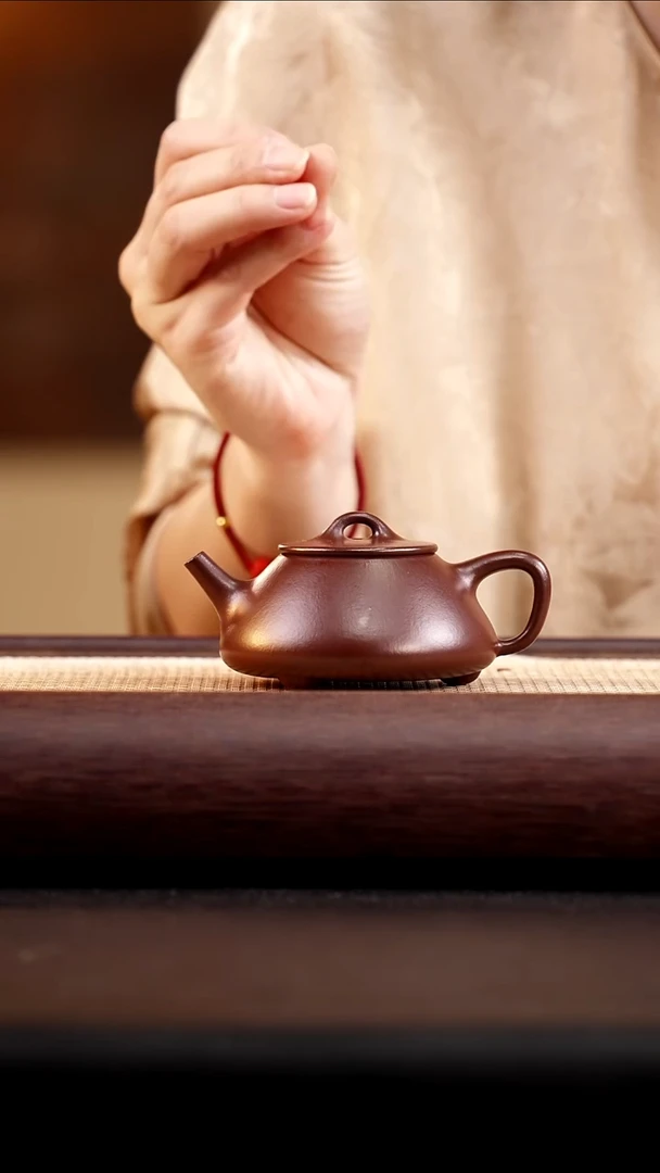 茶壶紫砂紫朱泥平盖石瓢