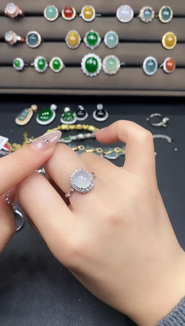 银S925镶嵌戒指翡翠583878