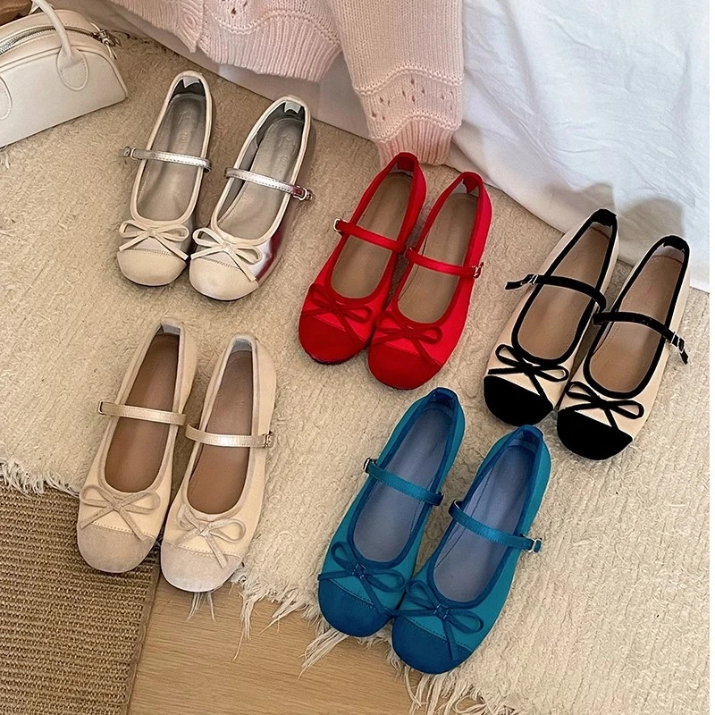 2025新款春秋百搭配裙子玛丽珍单鞋法式圆头内增高平底浅口单鞋女