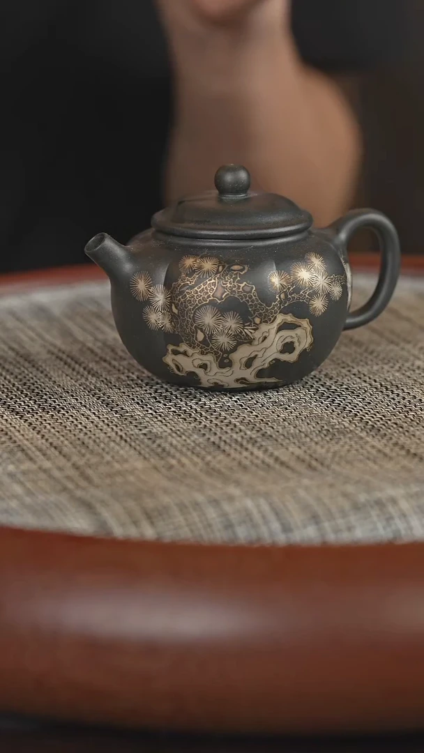 茶壶紫砂雪花绿泥 长青