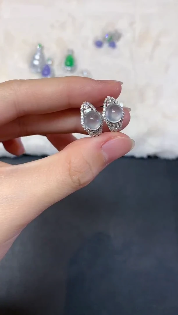 18K金镶嵌翡翠耳饰W213|12800