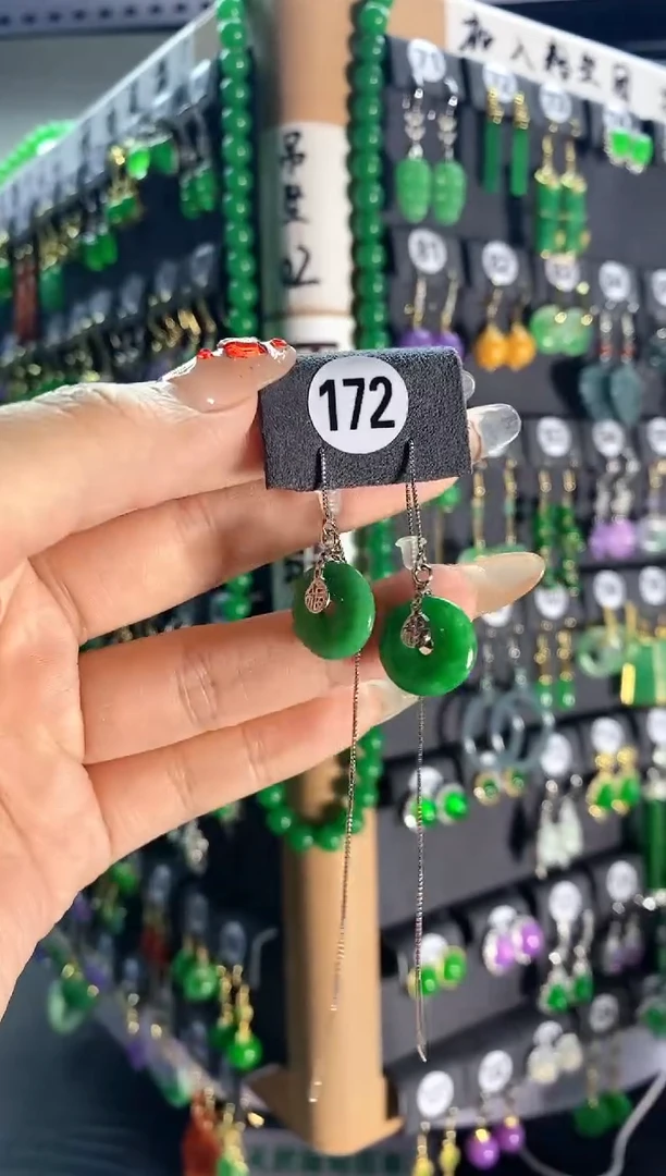 【闪购商品】翡翠耳饰银S925镶嵌172..