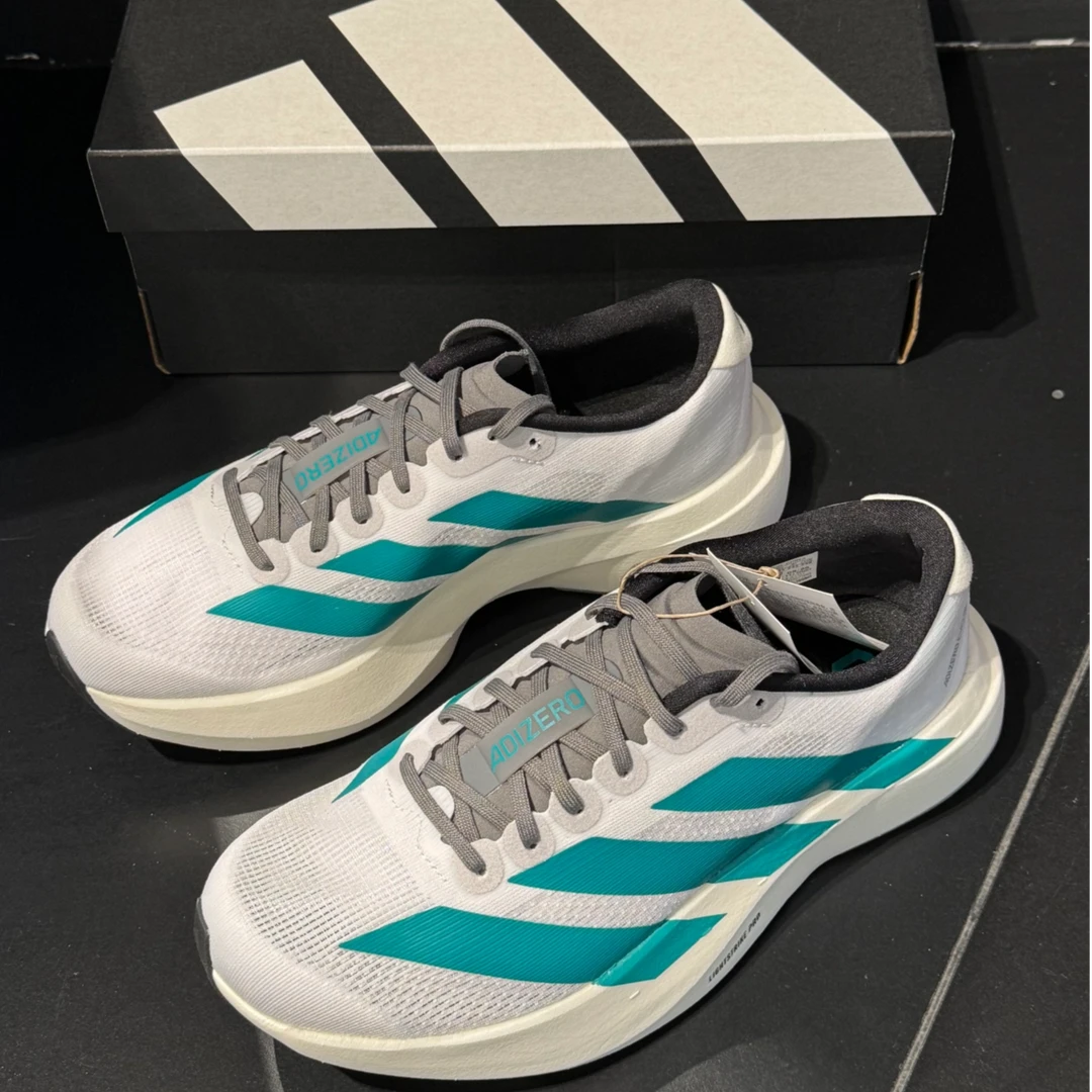adidas阿迪达斯adizero Evo SL男款白绿低帮跑步运动鞋官方正品